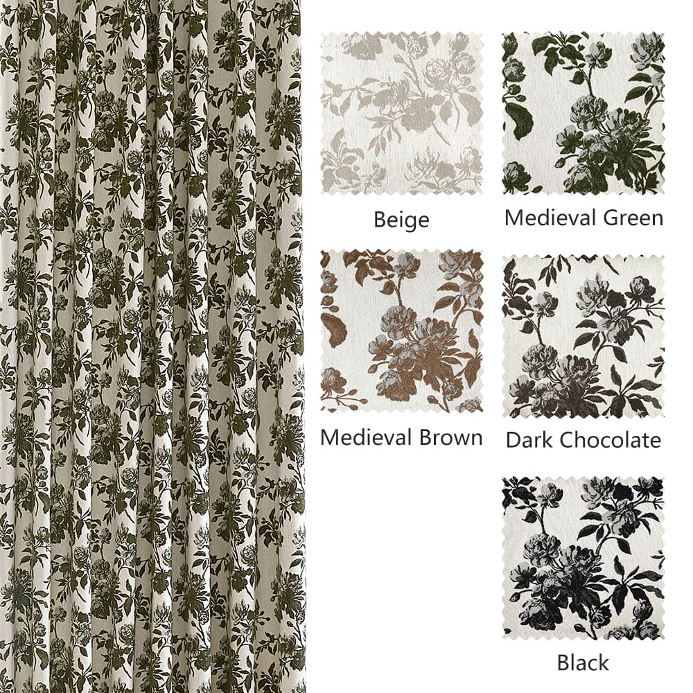 Aurora Retro Rose Blooming Jacquard Custom Curtains