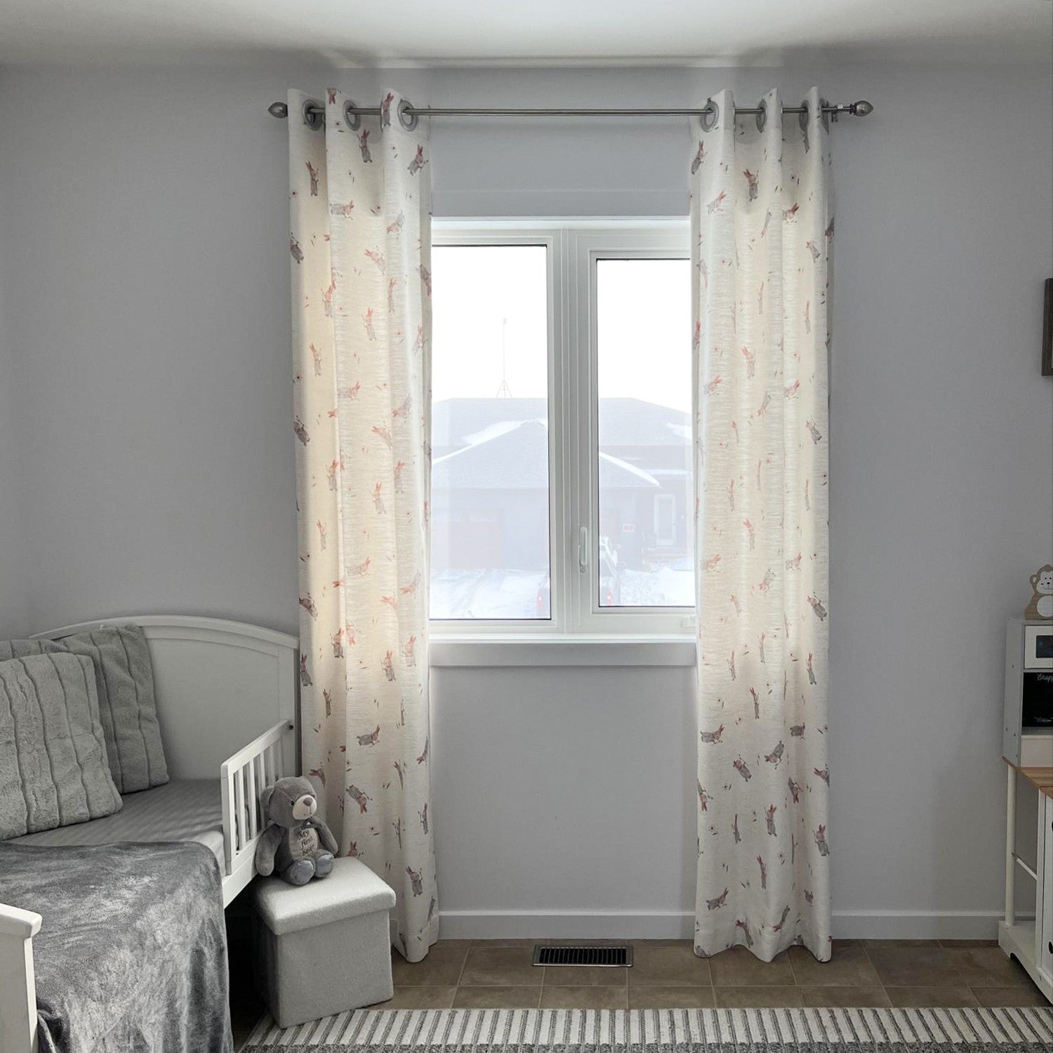 Felice-Fairy Tale Bunny With Roses Printed Curtains (1)