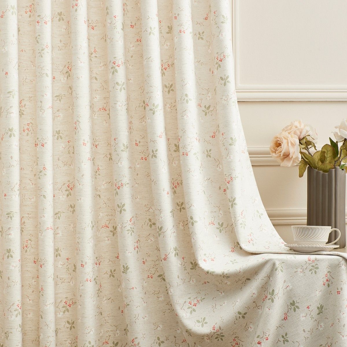 Natural Linen-Spring Floral Prints Linen Curtains-Livia (5)