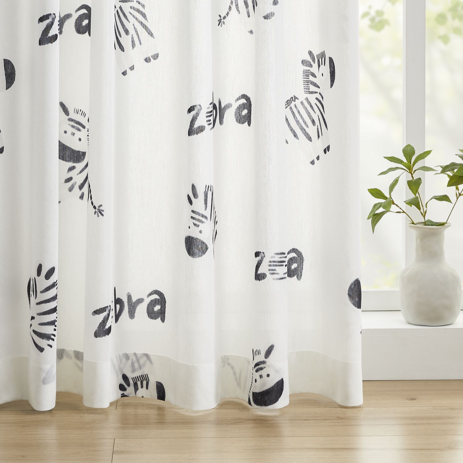 Bottom draping of Minimalist Black Zebra Print White Sheer Aspen