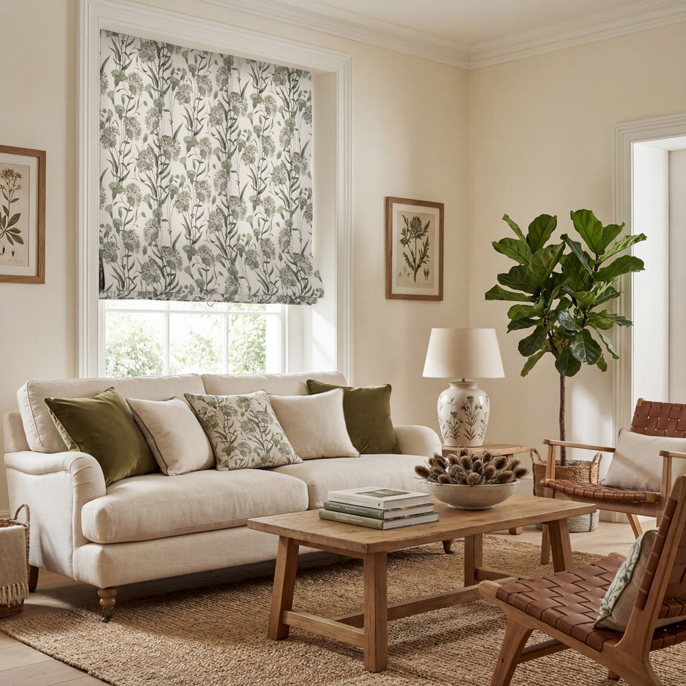 Julia Sage Green Floral Custom Roman Shade Country Style (11)