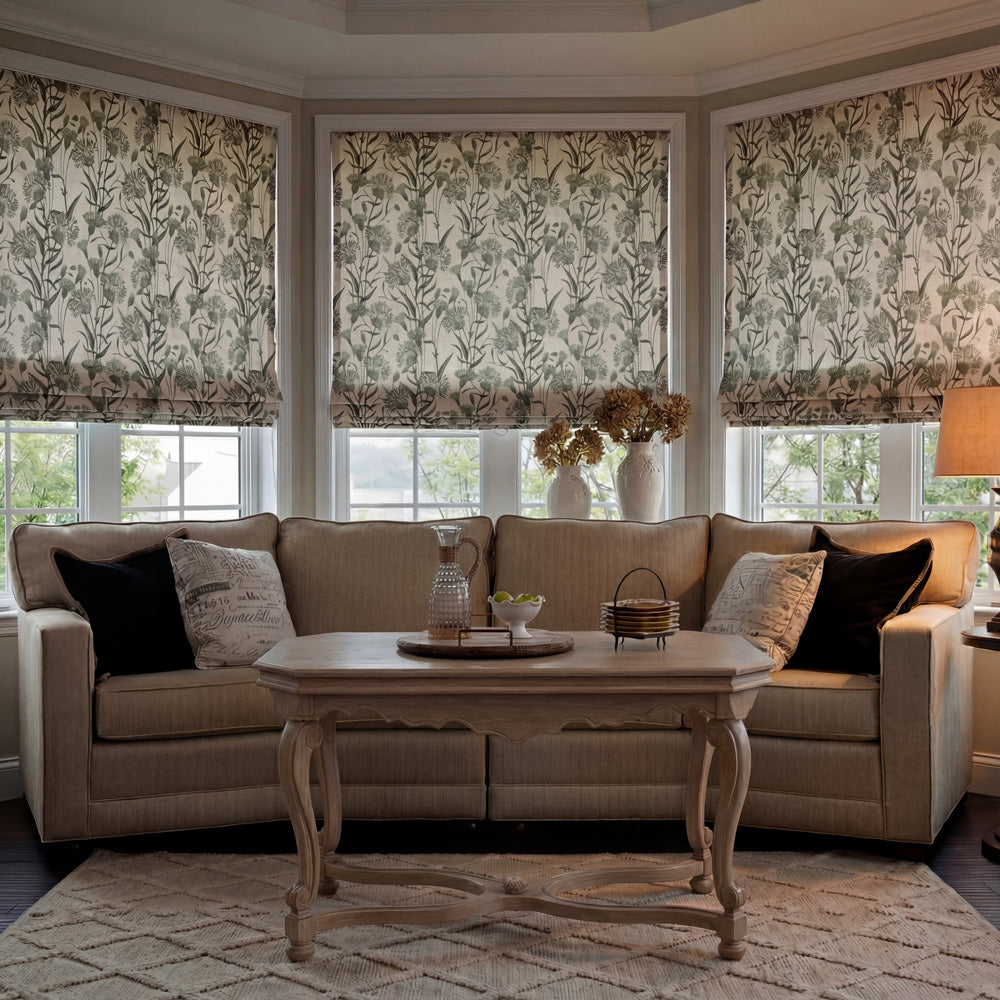 Julia Sage Green Floral Custom Roman Shade Country Style (14)