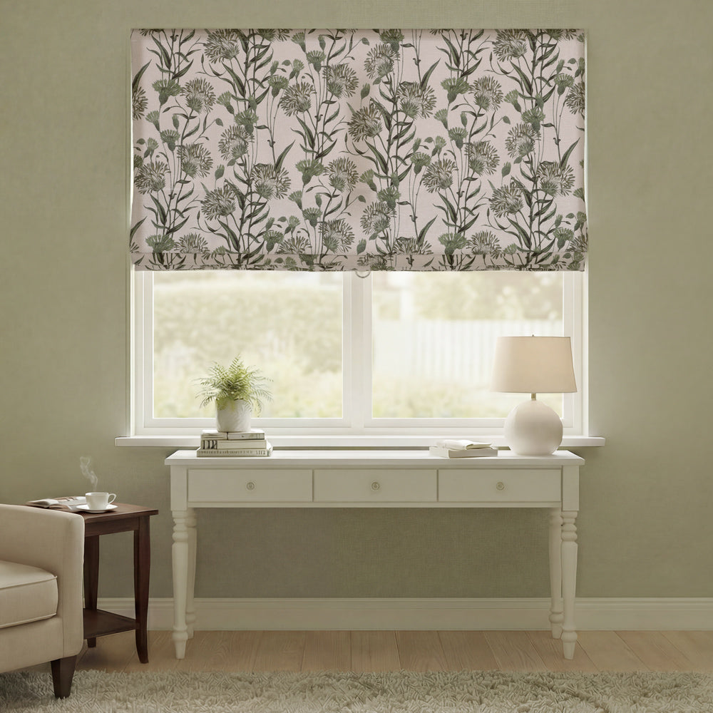 Julia Sage Green Floral Custom Roman Shade Country Style (4)