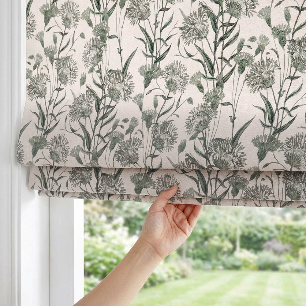 Julia Sage Green Floral Custom Roman Shade Country Style (6)