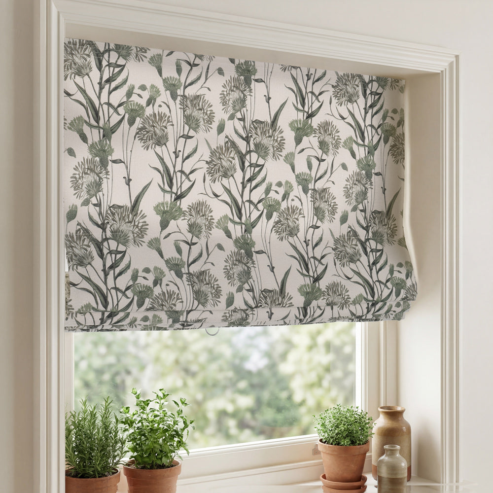 Julia Sage Green Floral Custom Roman Shade Country Style (9)