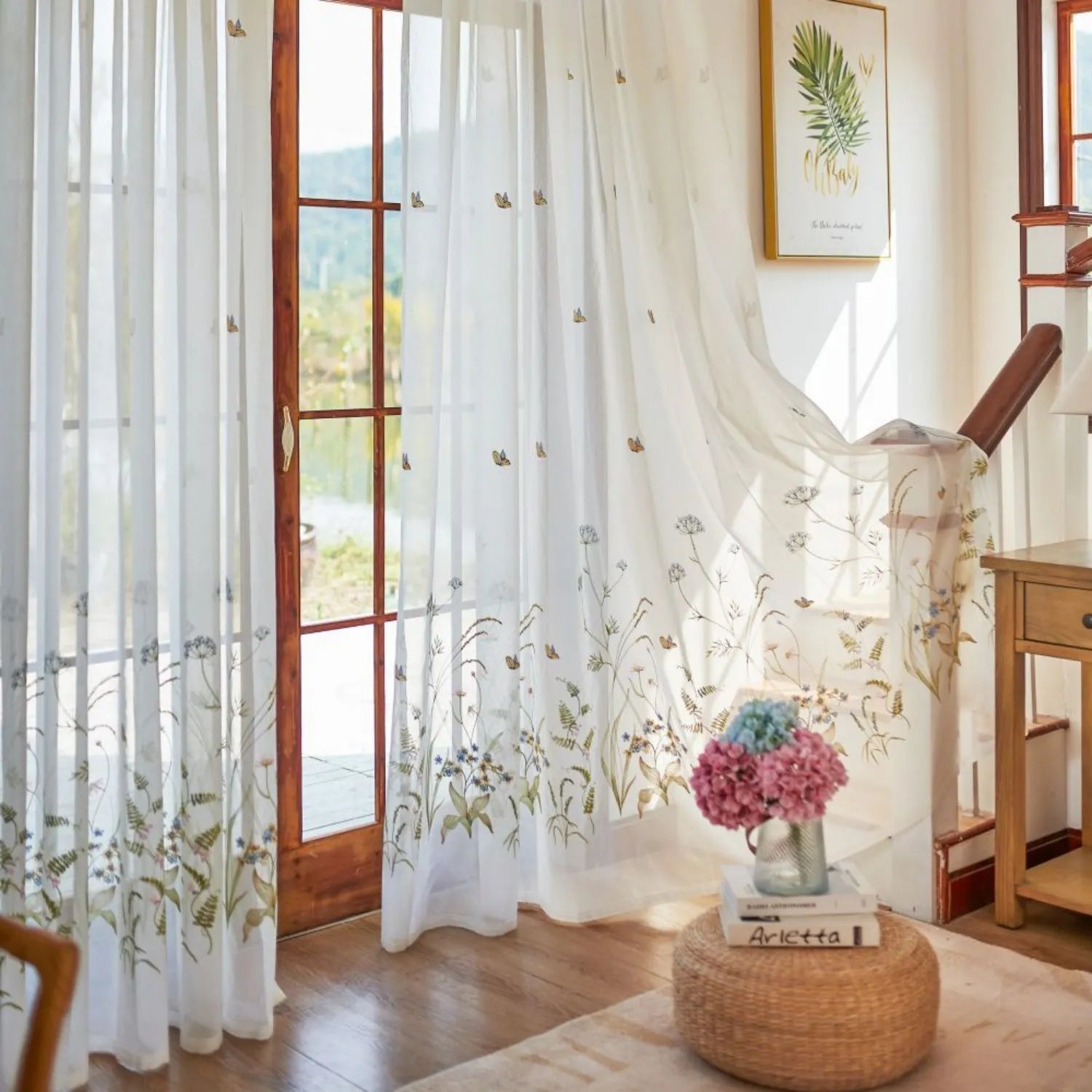floral embroidered sheer curtains sunny-2