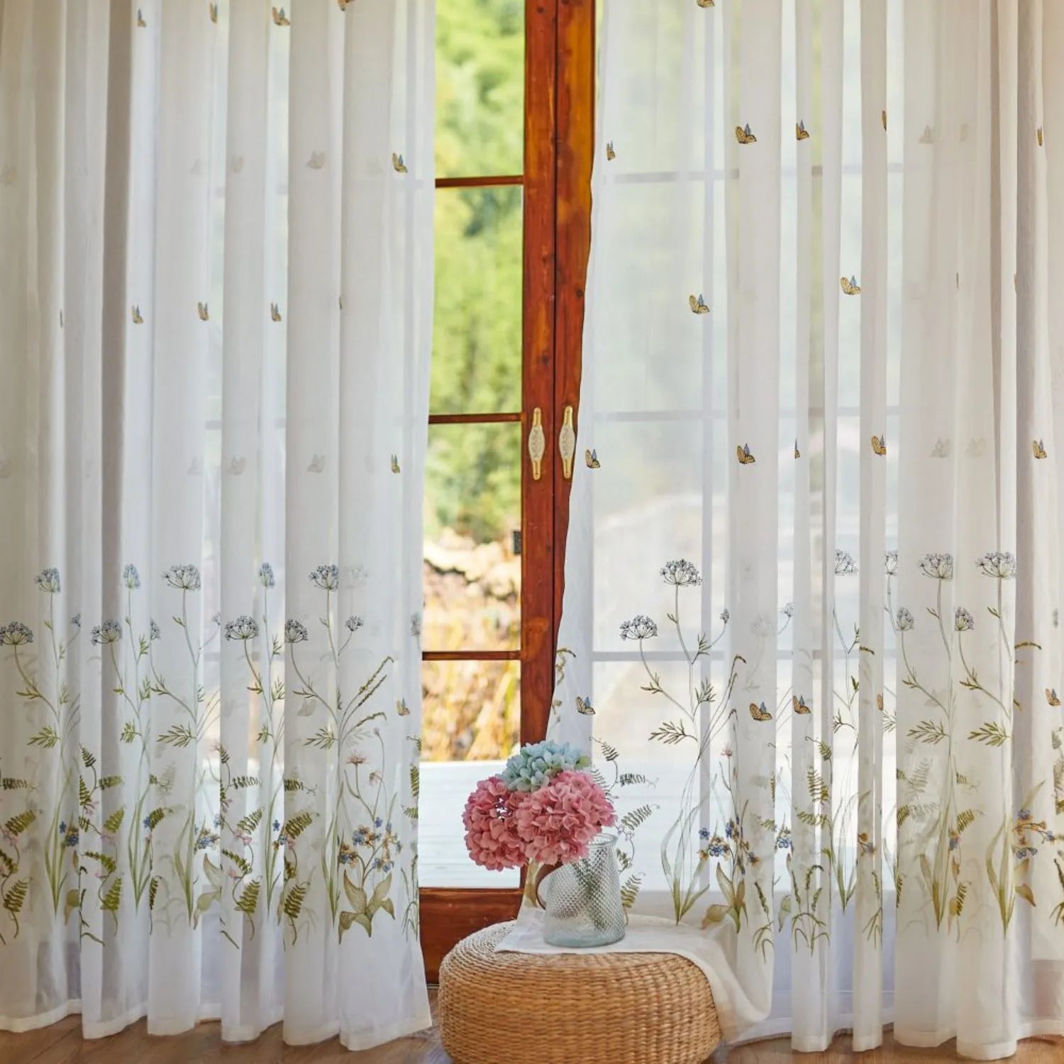 floral embroidered sheer curtains sunny-5