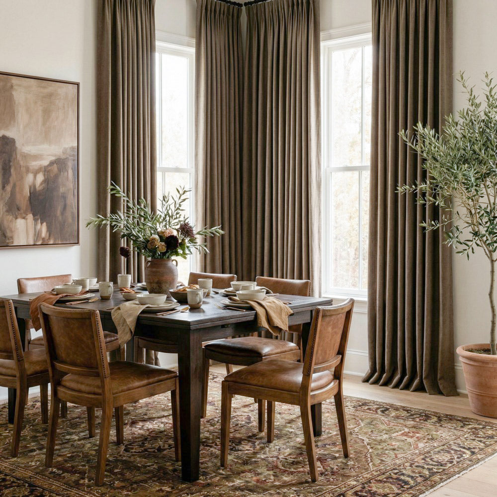 Aiden 100% Blackout Linen Textued Curtains