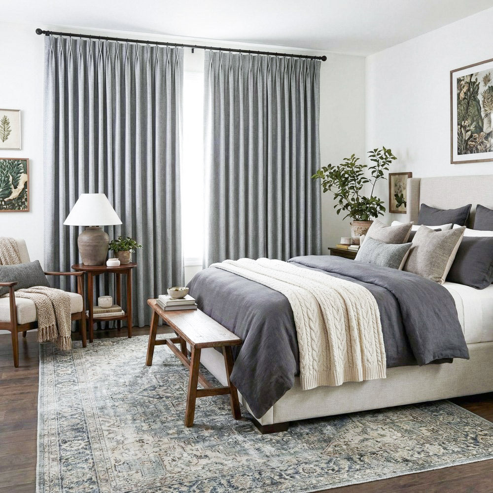 Aiden 100% Blackout Linen Textued Curtains