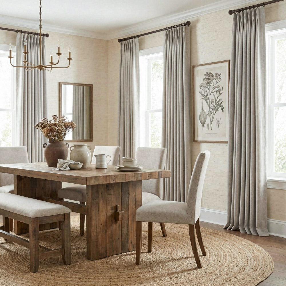 Aiden 100% Blackout Linen Textued Curtains