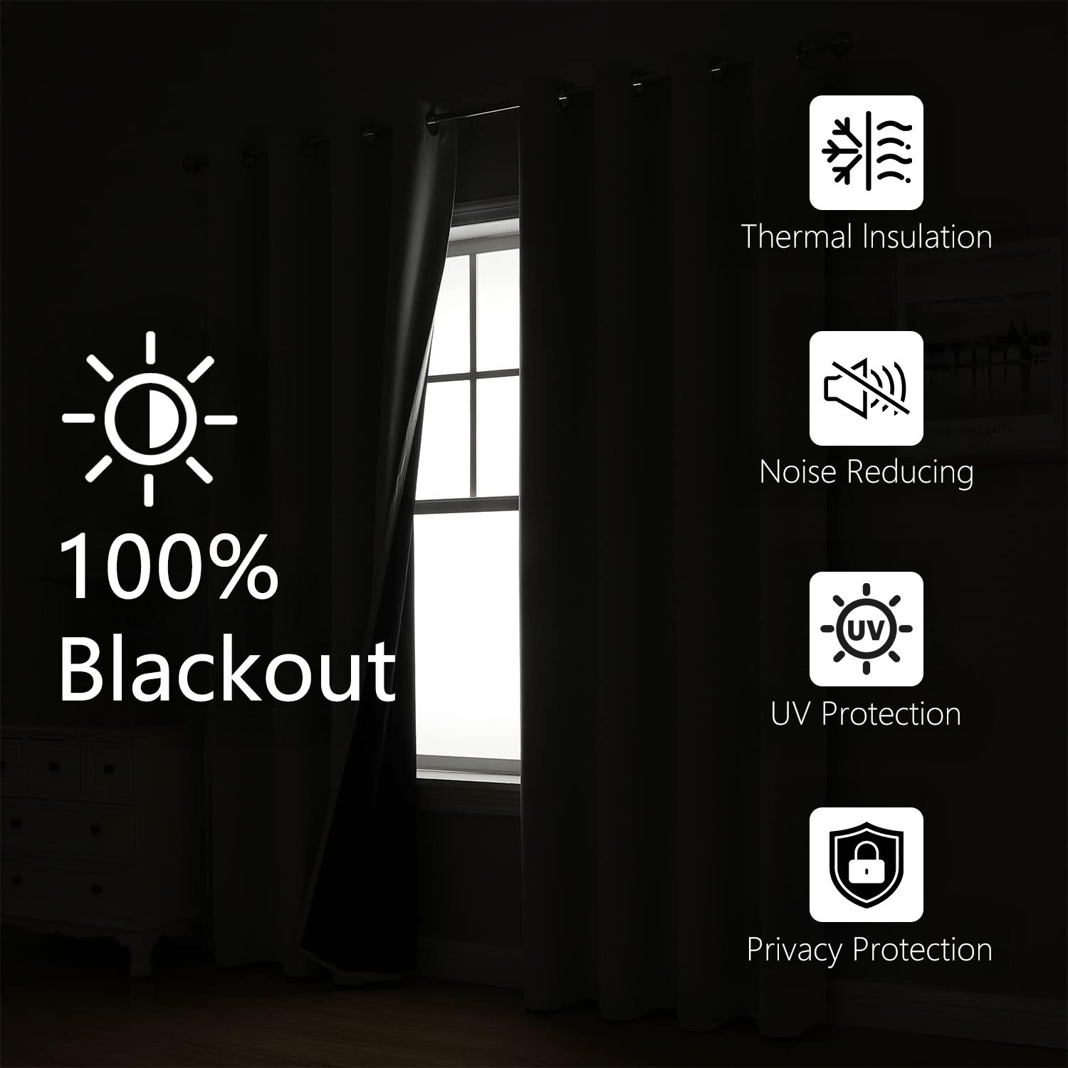 Aiden 100% Blackout Linen Textued Curtains