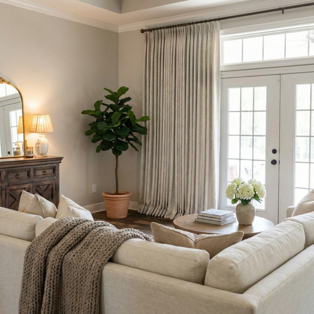 Aiden 100% Blackout Linen Textued Curtains