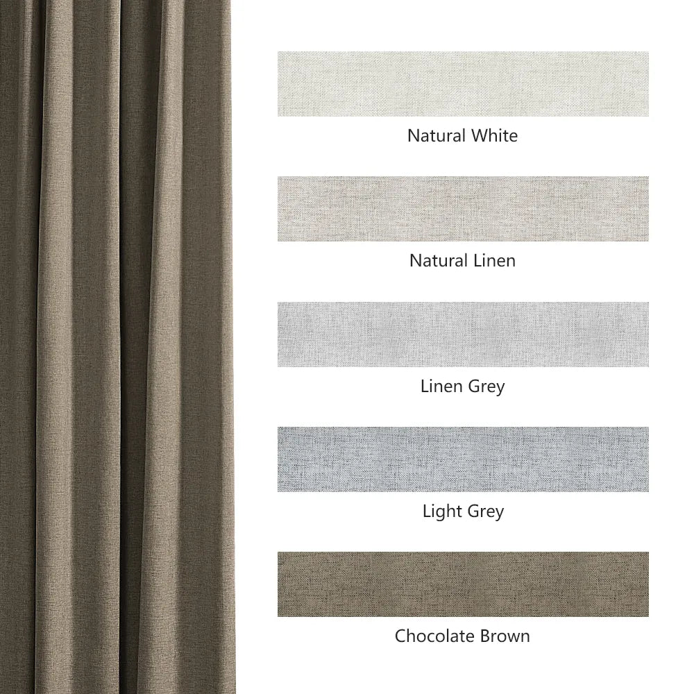 Aiden 100% Blackout Linen Textued Curtains