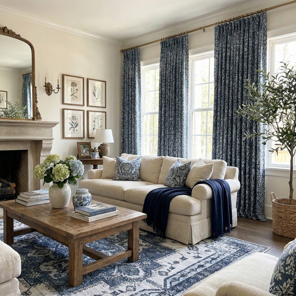 Aino Pastoral Style Floral Leaf Curtains