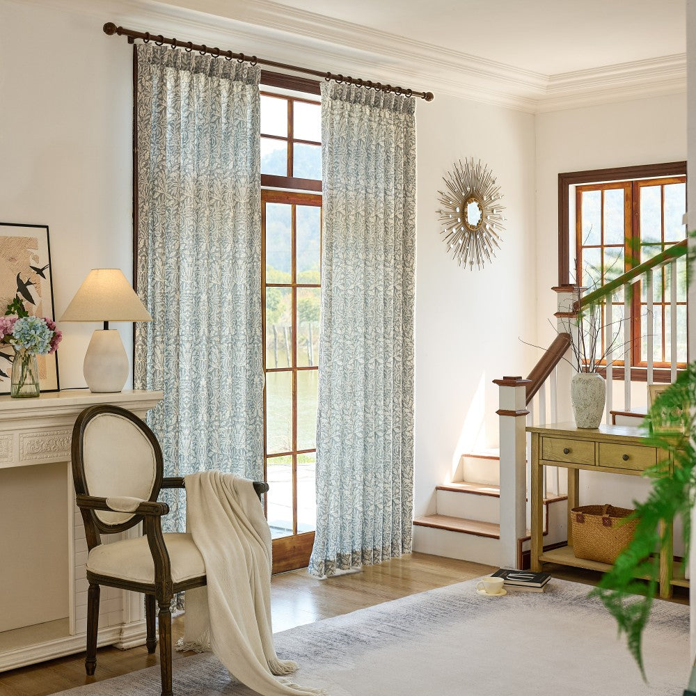 Aino Pastoral Style Floral Leaf Curtains