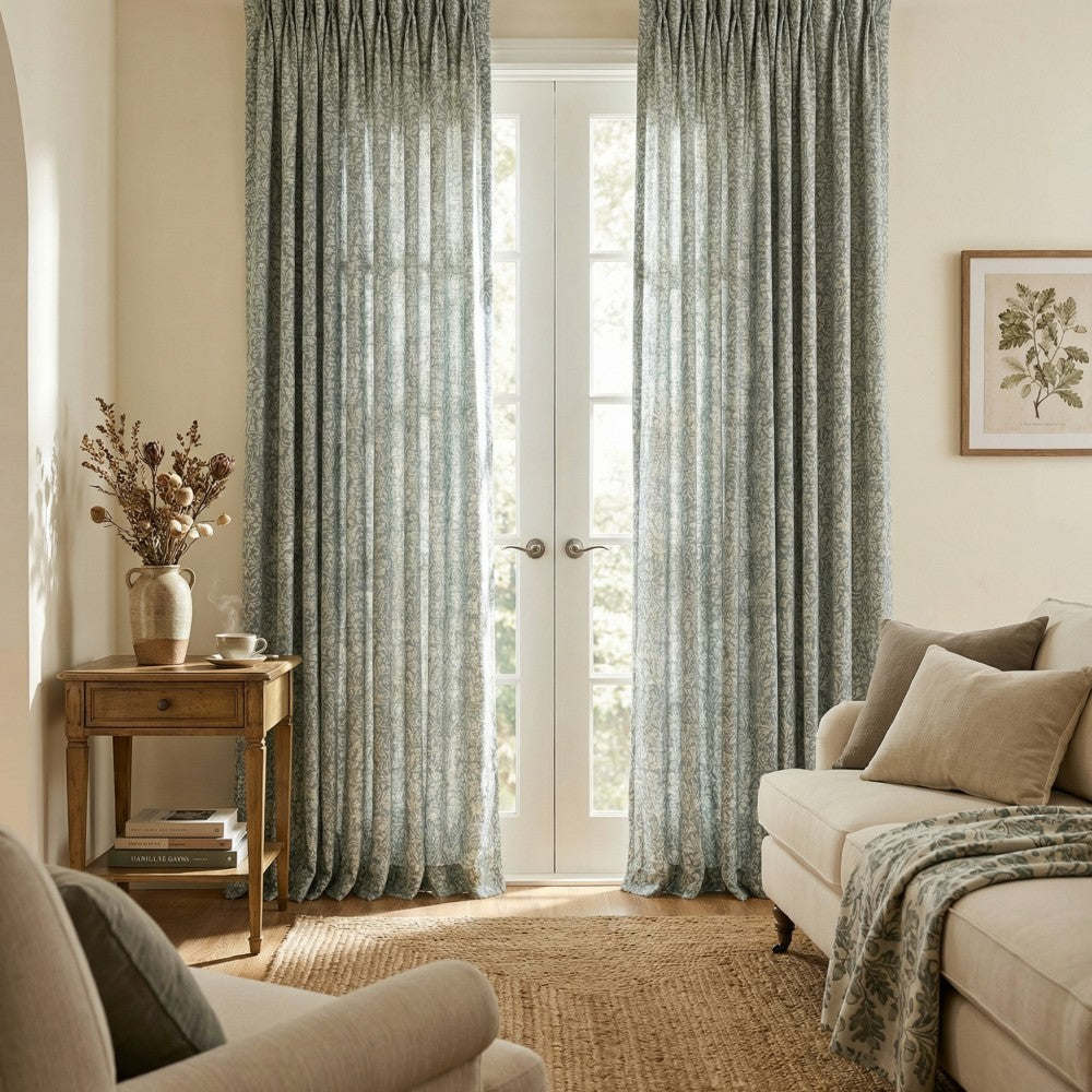 Aino Pastoral Style Floral Leaf Curtains