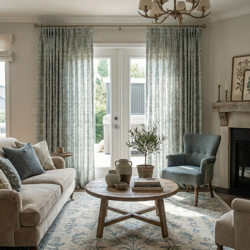 Aino Pastoral Style Floral Leaf Curtains