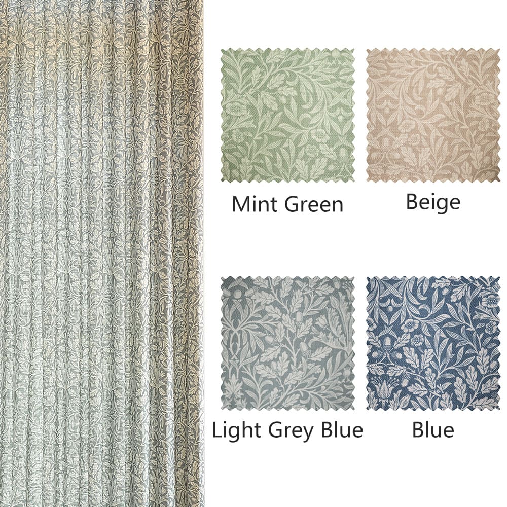 Aino Pastoral Style Floral Leaf Curtains