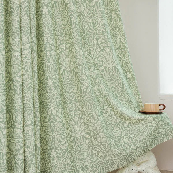 Aino Pastoral Style Floral Leaf Curtains