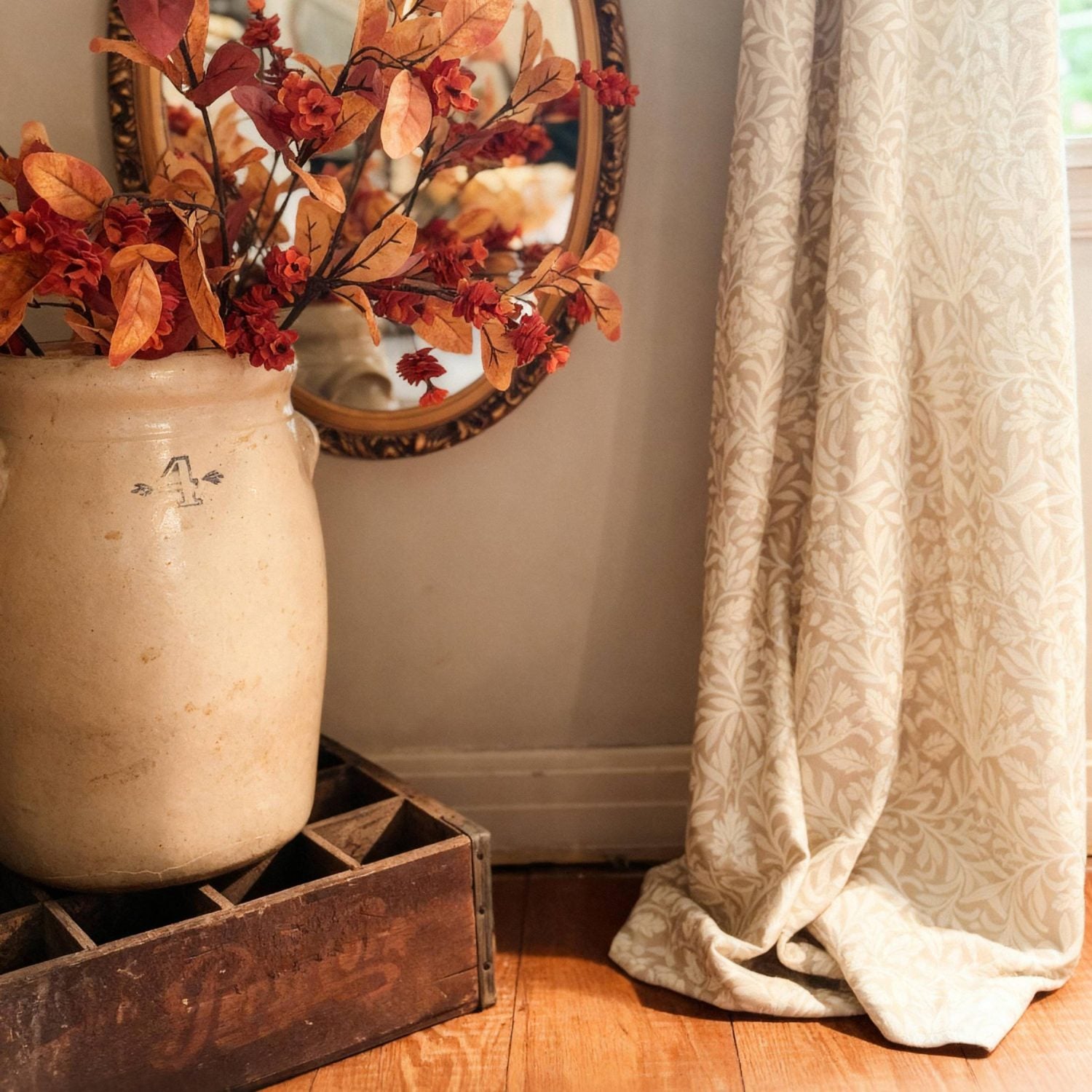 Aino Pastoral Style Floral Leaf Curtains