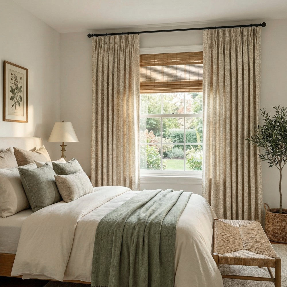 Aino Pastoral Style Floral Leaf Curtains