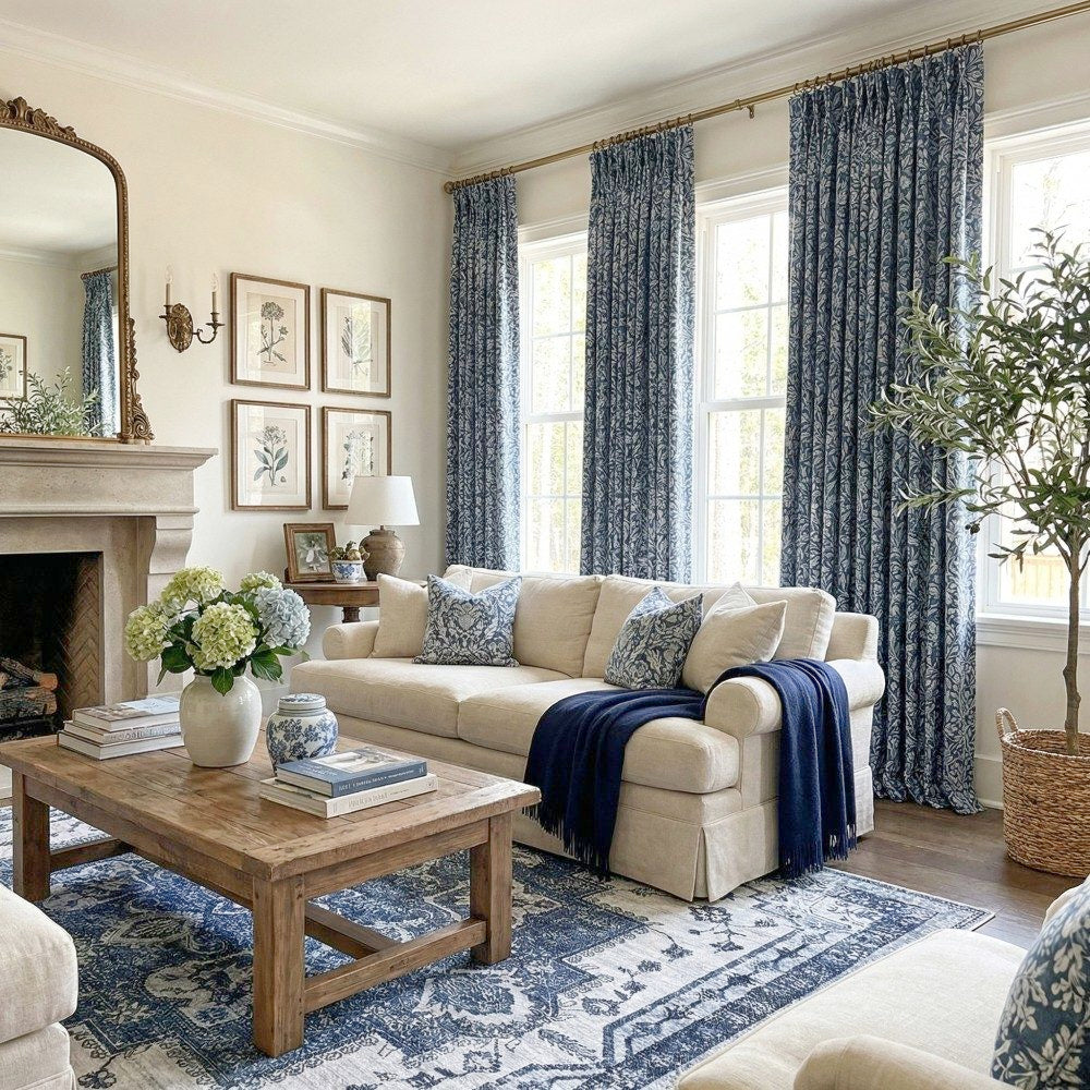 Aino Pastoral Style Floral Leaf Curtains