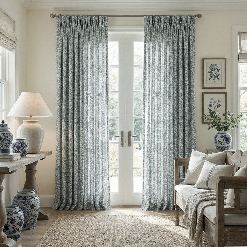 Aino Pastoral Style Floral Leaf Curtains