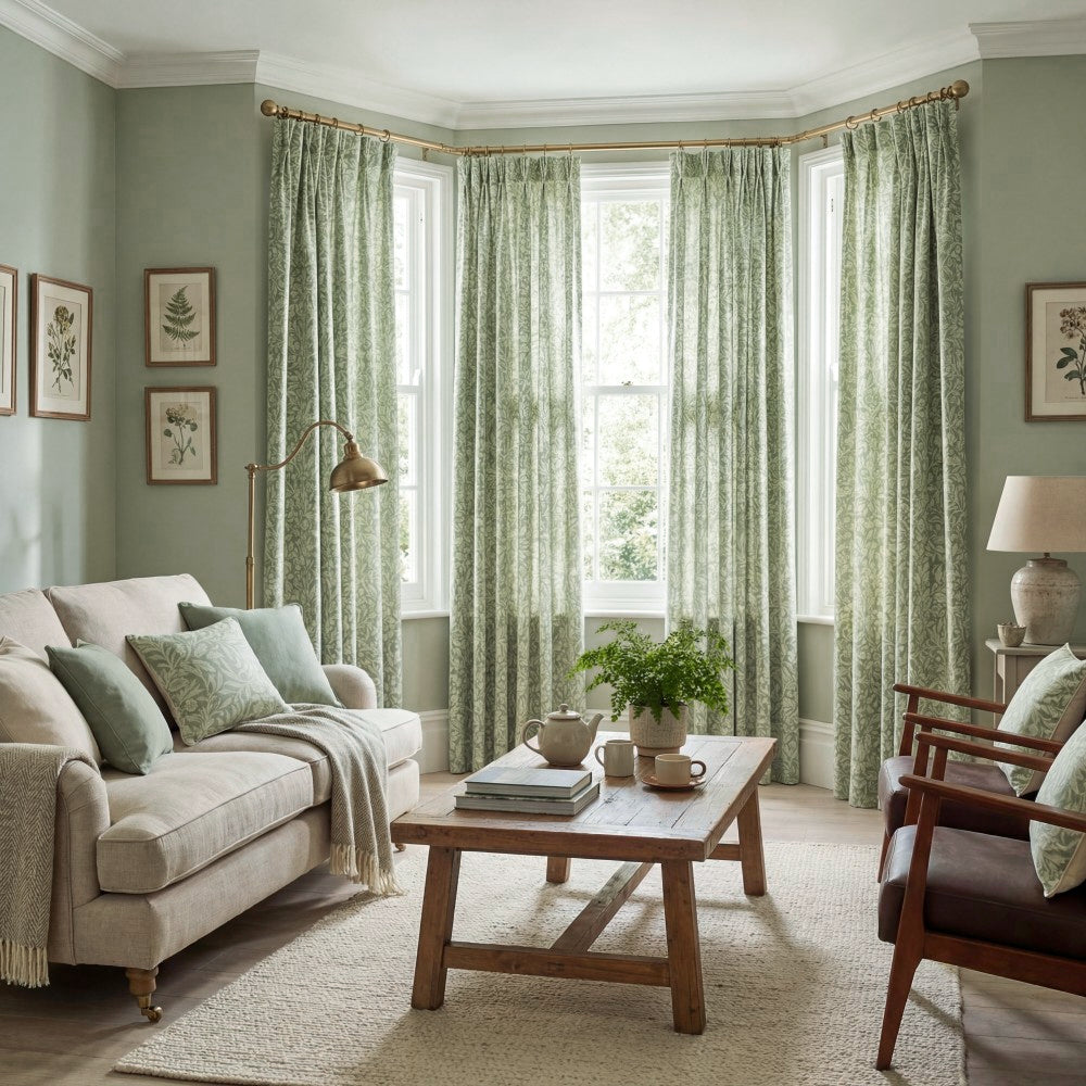 Aino Pastoral Style Floral Leaf Curtains