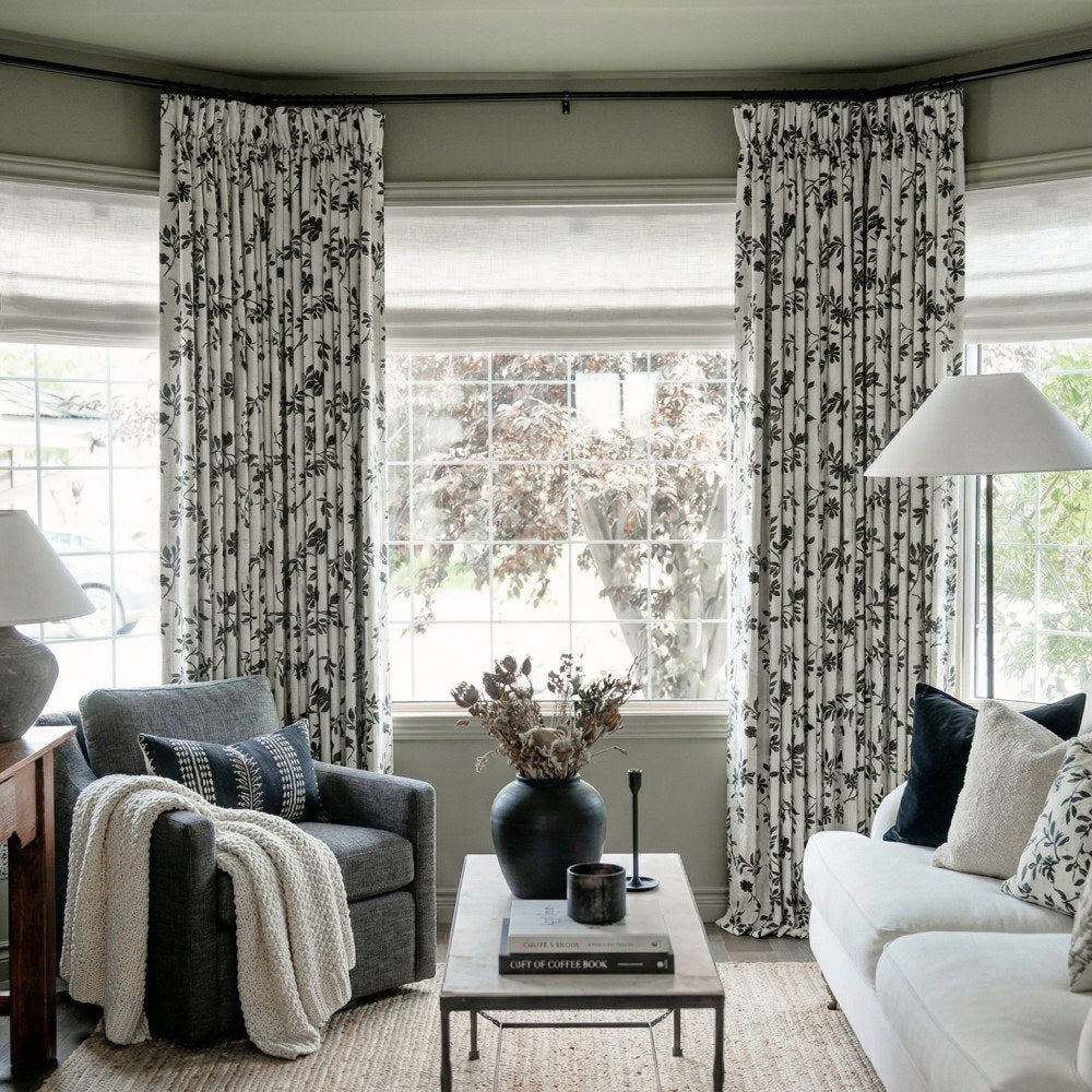 Alibi Neutral Style Subtle Leaf Patterned Curtains