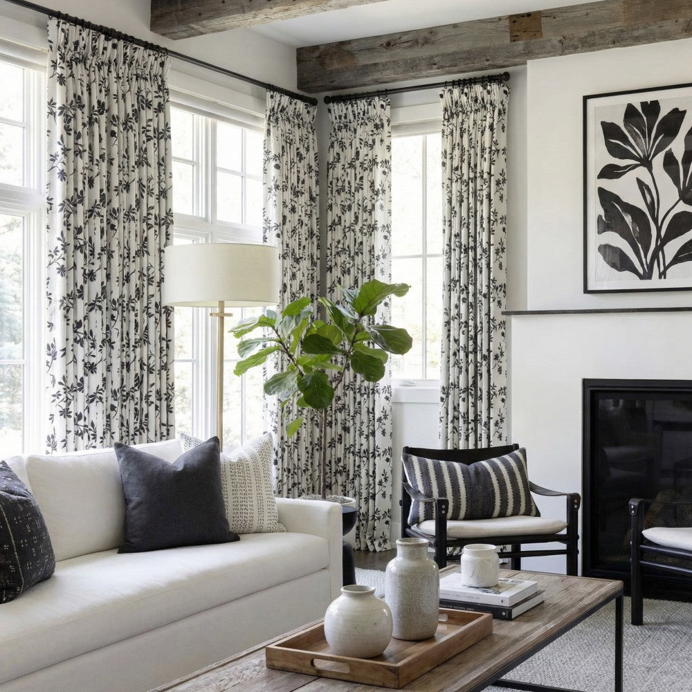 Alibi Neutral Style Subtle Leaf Patterned Curtains