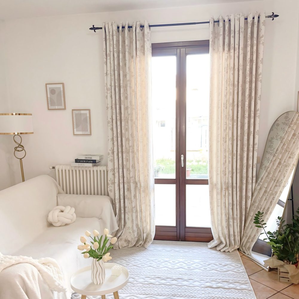 Alibi Neutral Style Subtle Leaf Patterned Curtains