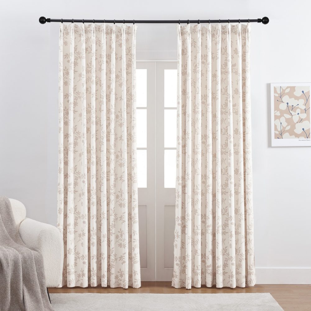 Alibi Neutral Style Subtle Leaf Patterned Curtains
