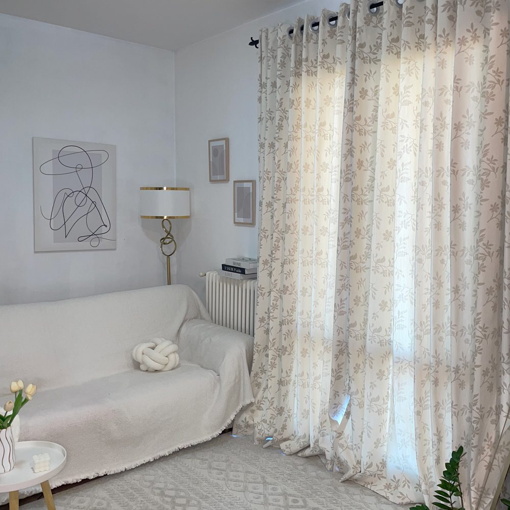 Alibi Neutral Style Subtle Leaf Patterned Curtains