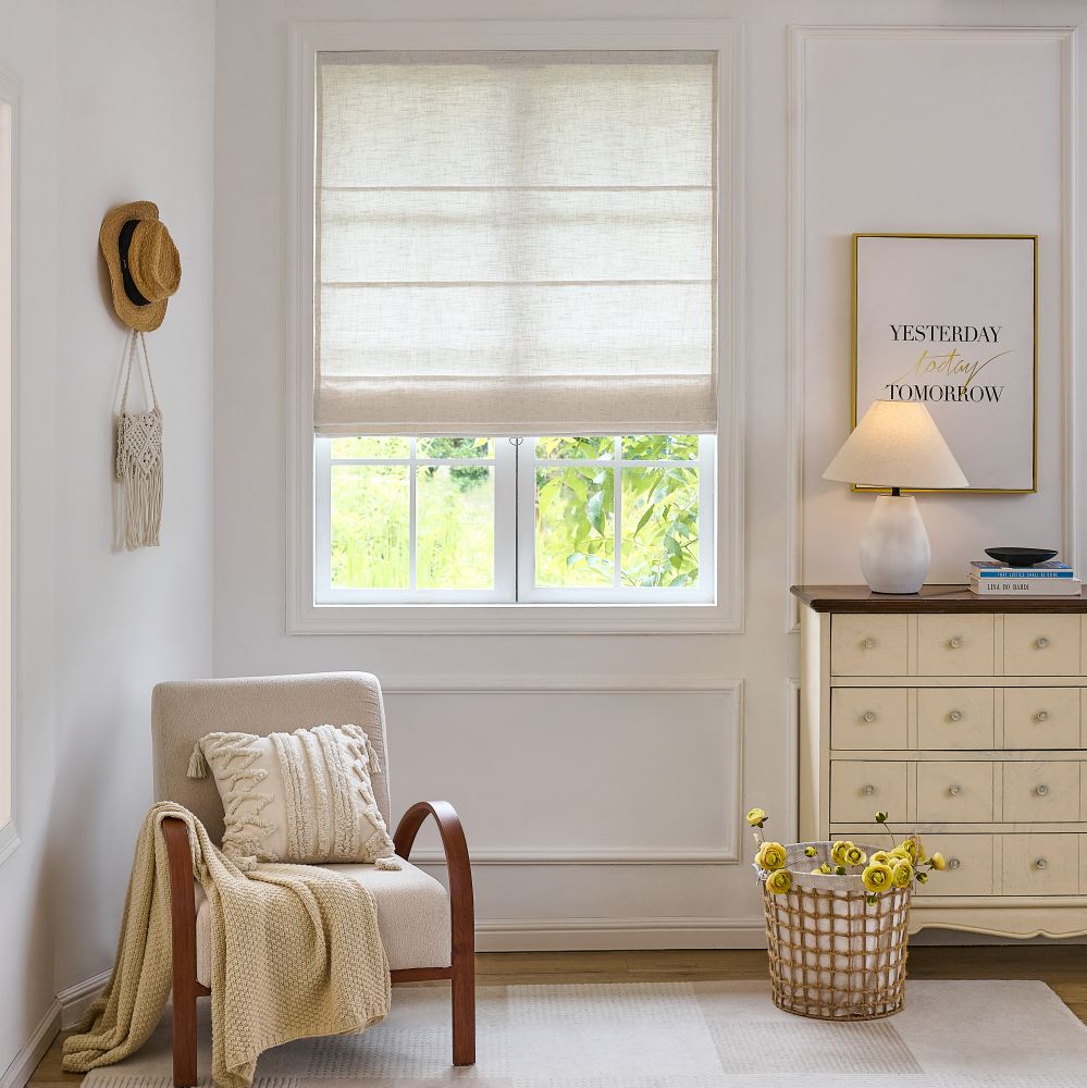 Arabella Light Linen Roman Shade