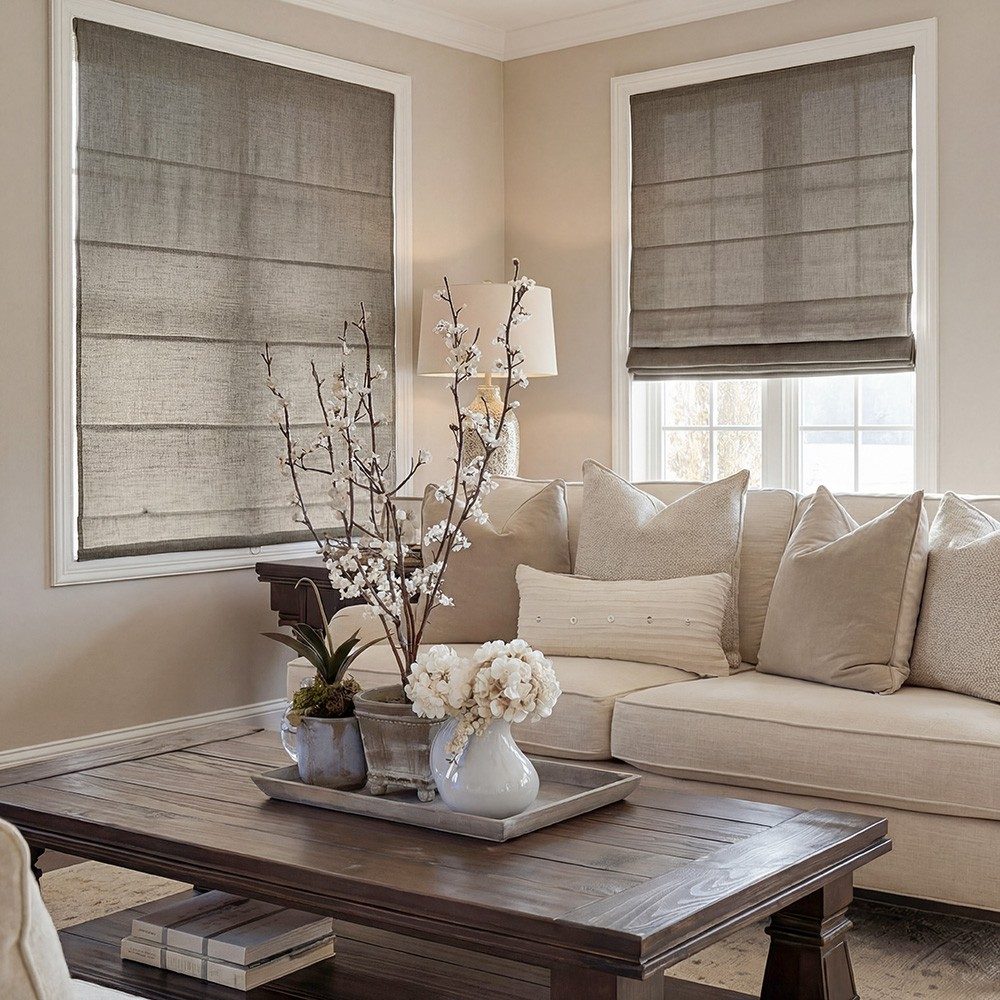 Arabella Light Linen Roman Shade