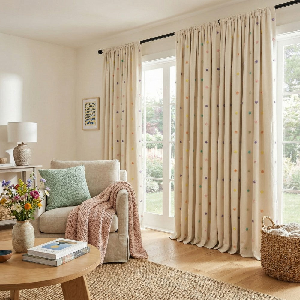 Ashley Pom Pom Embellished Chenille Curtains