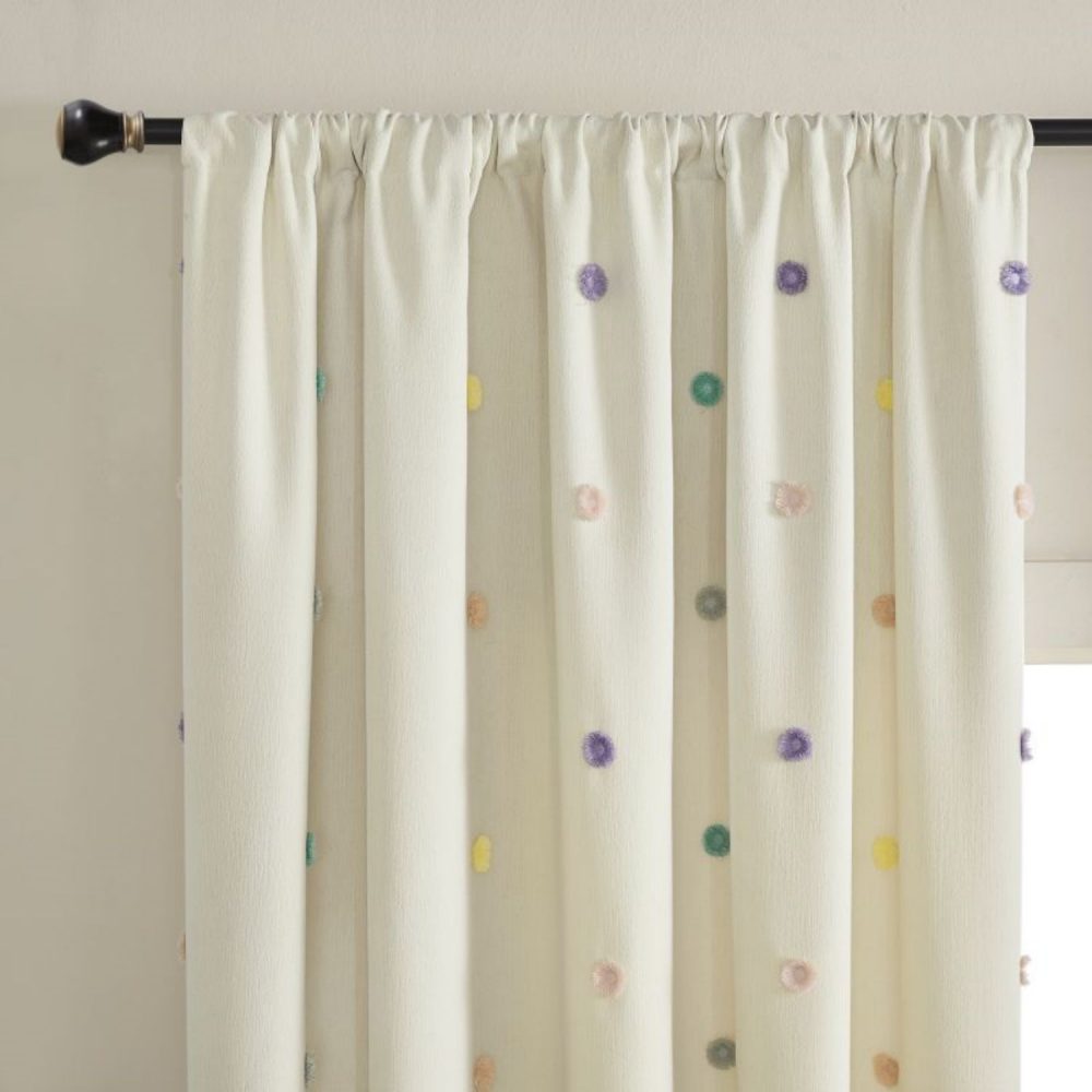 Ashley Pom Pom Embellished Chenille Curtains