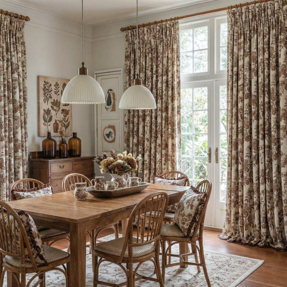 Aurora Retro Rose Blooming Jacquard Custom Curtains