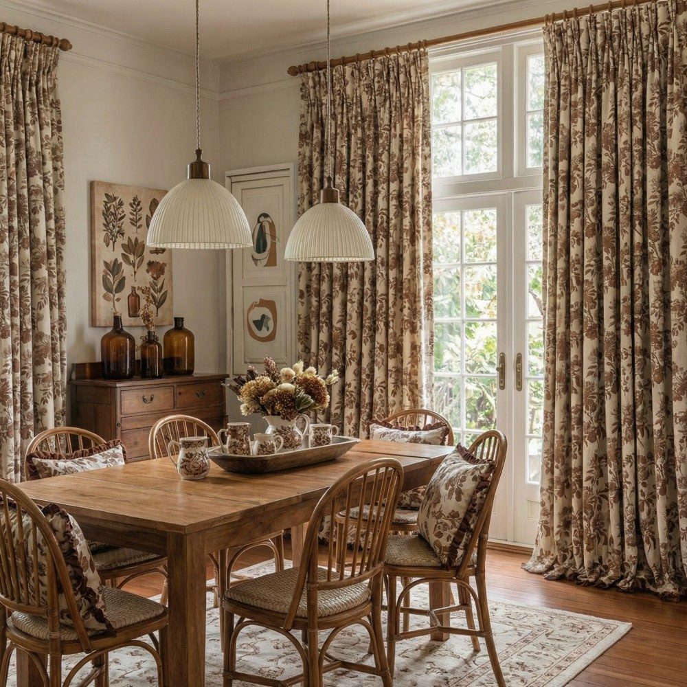 Aurora Retro Rose Blooming Jacquard Custom Curtains