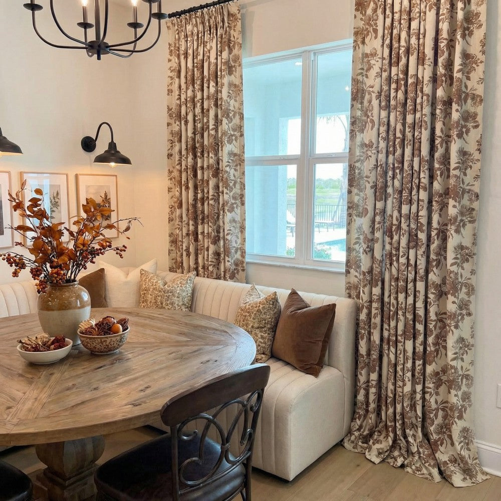 Aurora Retro Rose Blooming Jacquard Custom Curtains