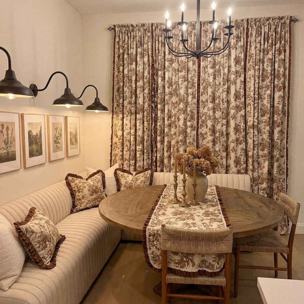 Aurora Retro Rose Blooming Jacquard Custom Curtains