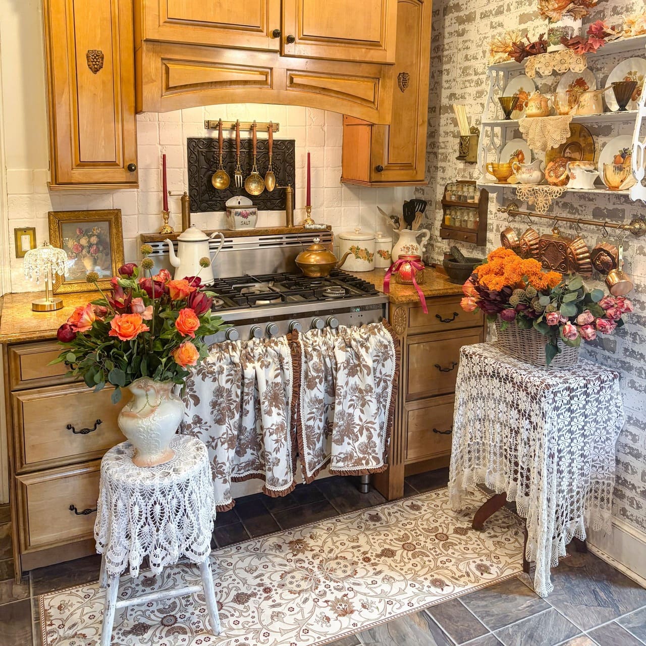 Aurora Retro Rose Blooming Jacquard Custom Curtains