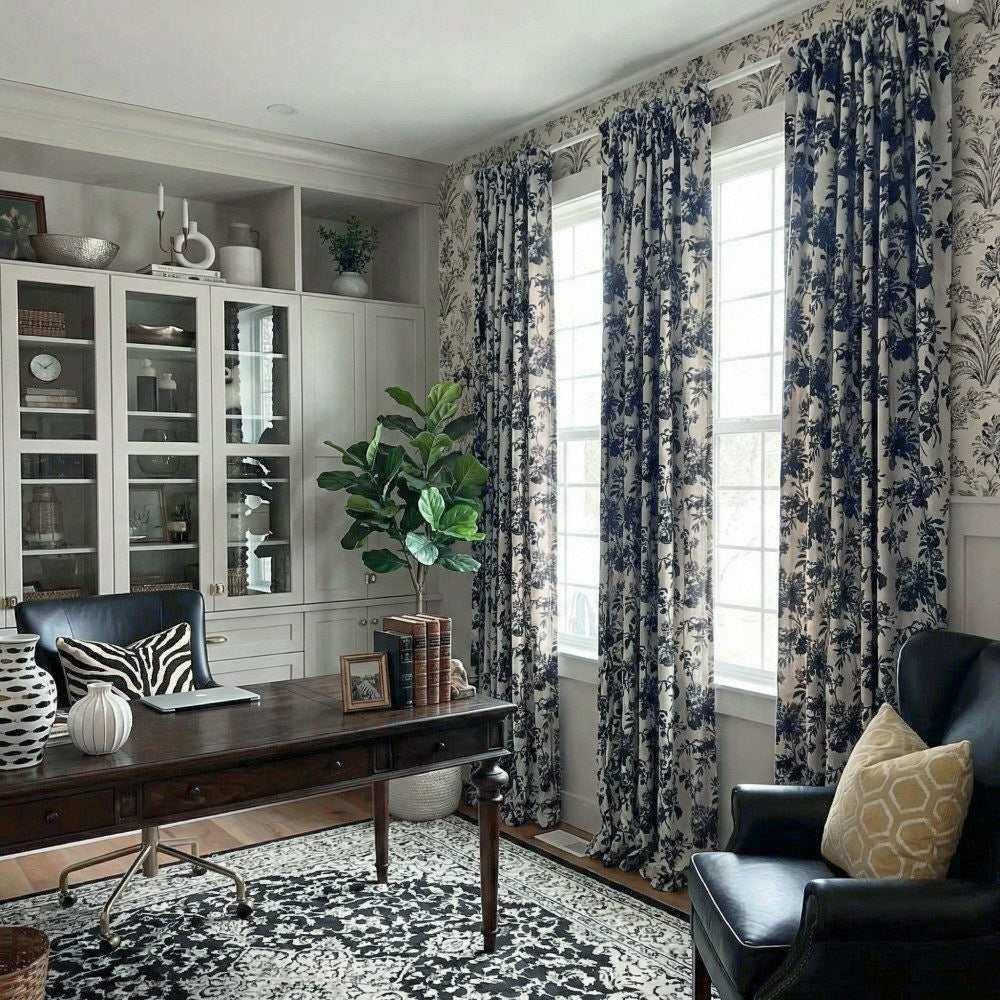 Aurora Retro Rose Blooming Jacquard Custom Curtains