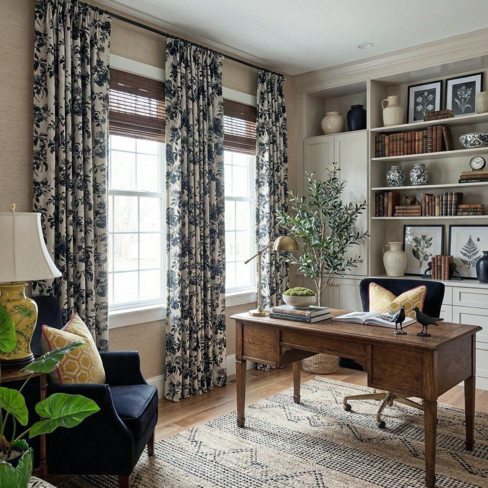 Aurora Retro Rose Blooming Jacquard Custom Curtains
