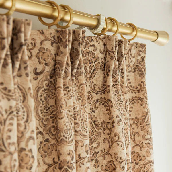 Austin Beige Damask Linen Custom Curtains