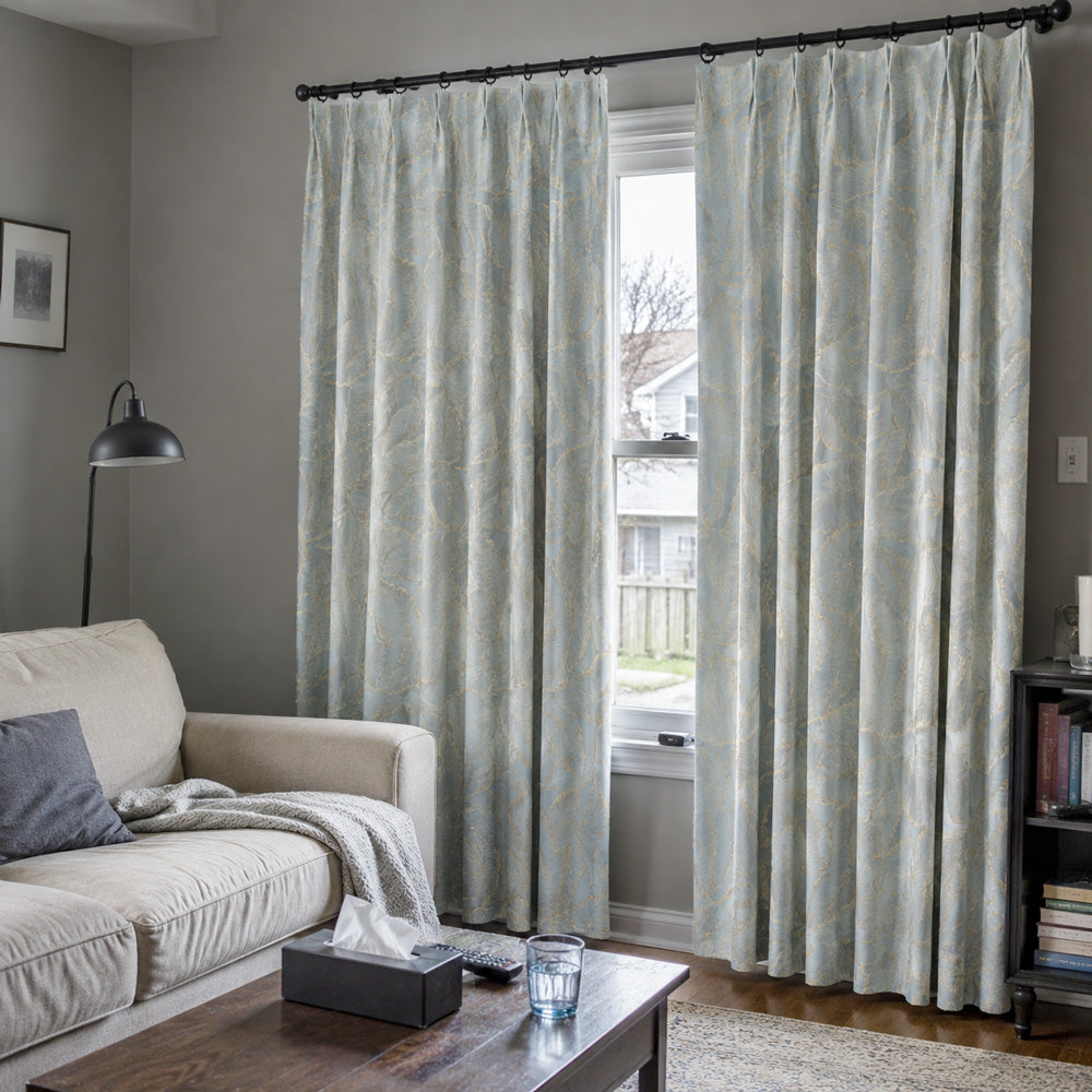 Avery Contemporary Golden Palms Patterned Curtains