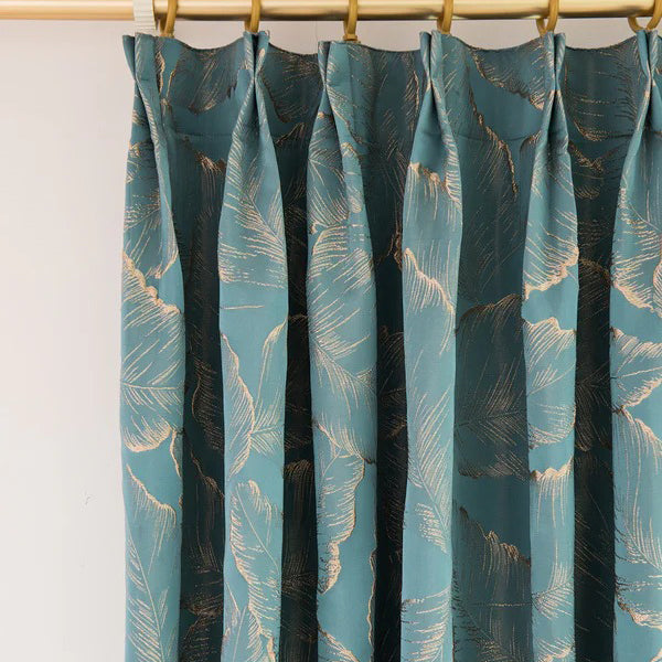 Avery Contemporary Golden Palms Patterned Curtains