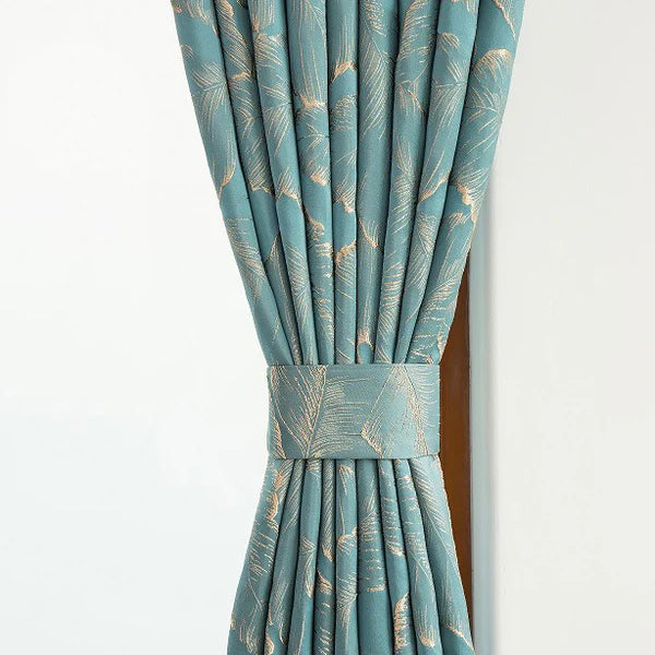 Avery Contemporary Golden Palms Patterned Curtains