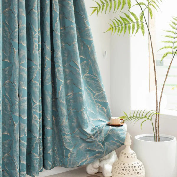 Avery Contemporary Golden Palms Patterned Curtains