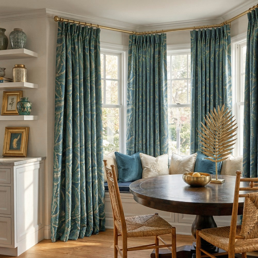 Avery Contemporary Golden Palms Patterned Curtains